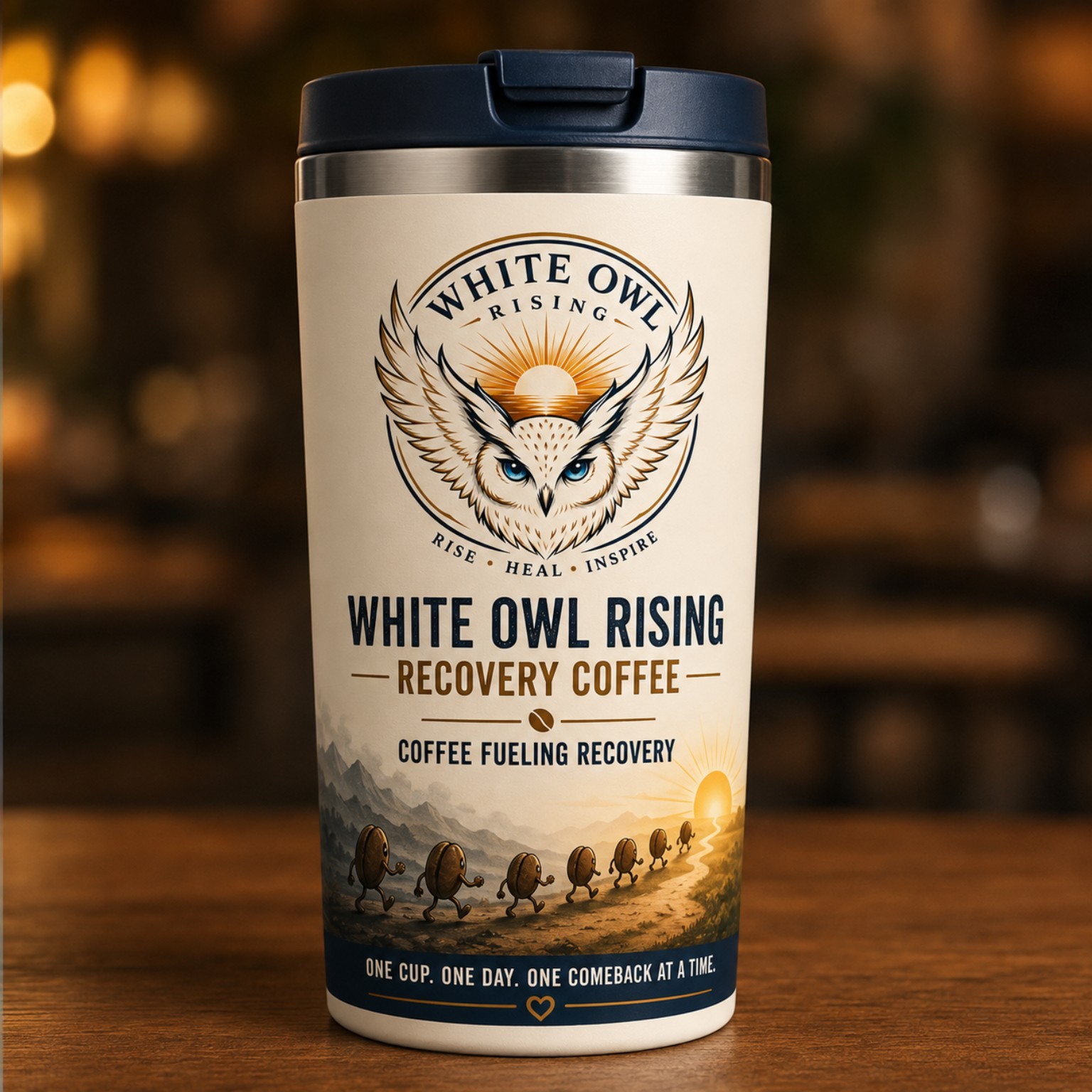 White Owl Rising Recovery Coffee Travel Tumbler